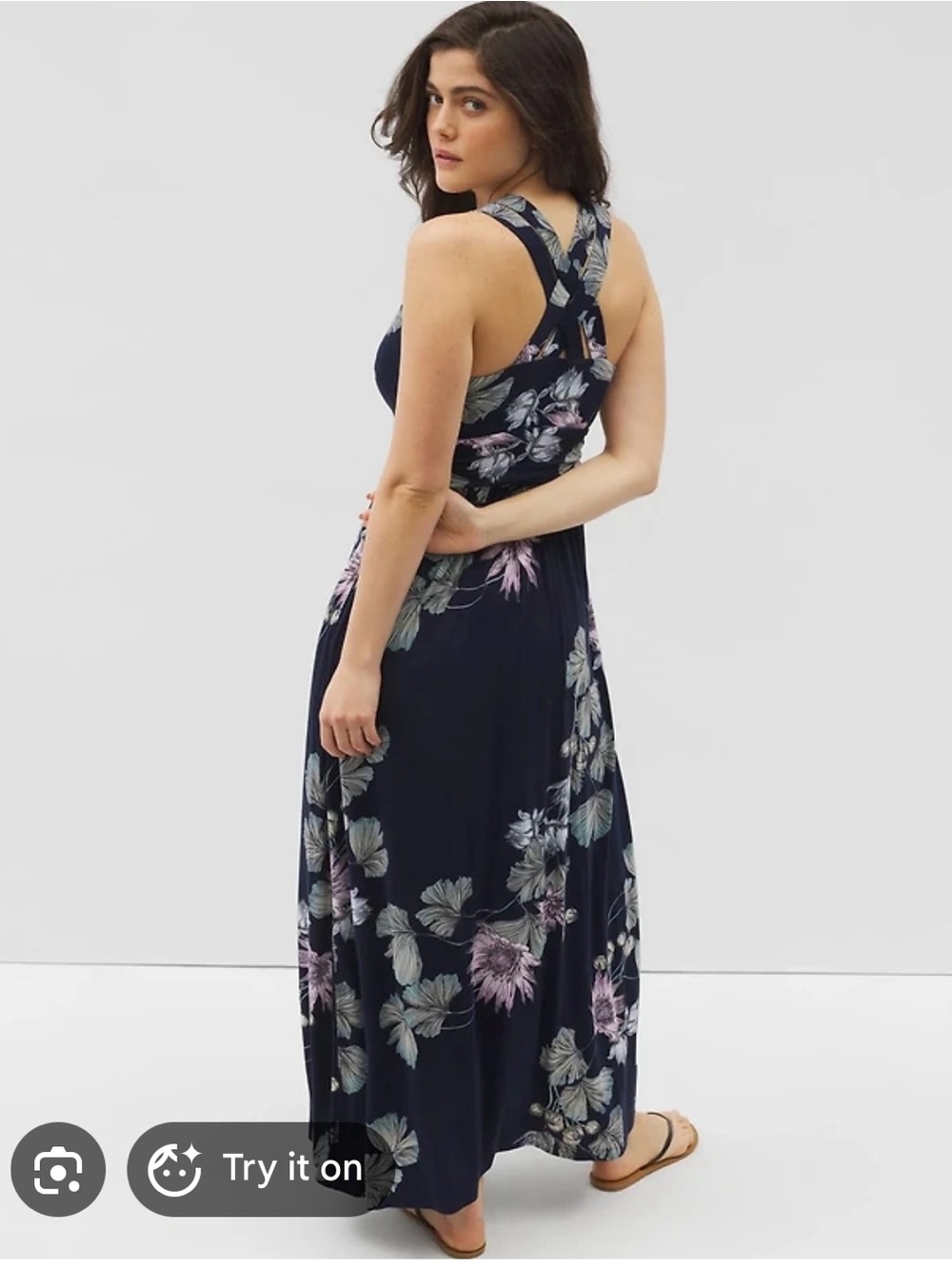 Soma Navy Floral Wrap Maxi Dress - Picture 4 of 13